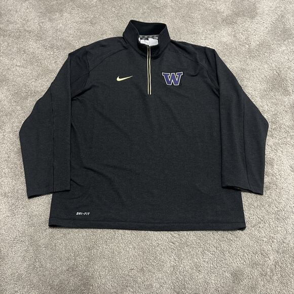 Nike Dri Fit Washington Huskies 1/4 Zip Black Long Sleeve Pullover Size XL - Picture 1 of 5